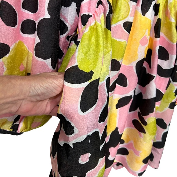 Stine Goya Kelly Floral Jacquard Babydoll Dress Black Pink Yellow Lime Large - Picture 6 of 16